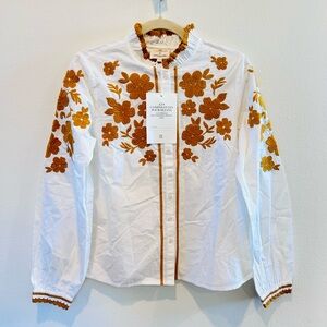 NWT LES COMPOSANTES POUR SEZANE Button Down Fall Floral Long-sleeve 100% Cotton